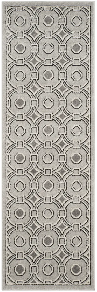 Arlo Home Indoor/Outdoor Woven Area Rug, AMT431B, Light Grey/Ivory,  2' 3" X 7'