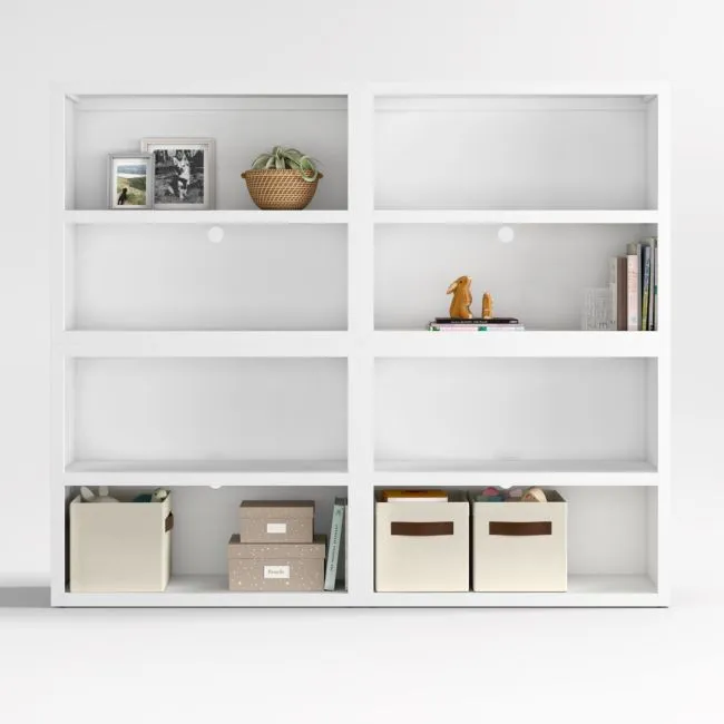 Ever Simple 72" Set of 2 Modular White Wood Kids Open Bookcases