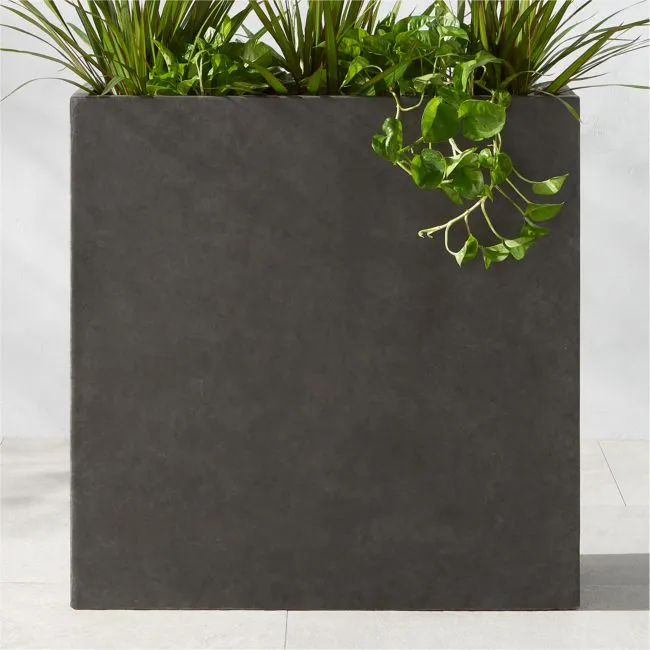 Ash Rectangular Dark Grey Cement Indoor/Outdoor XL Planter 31.5"H Set of 2