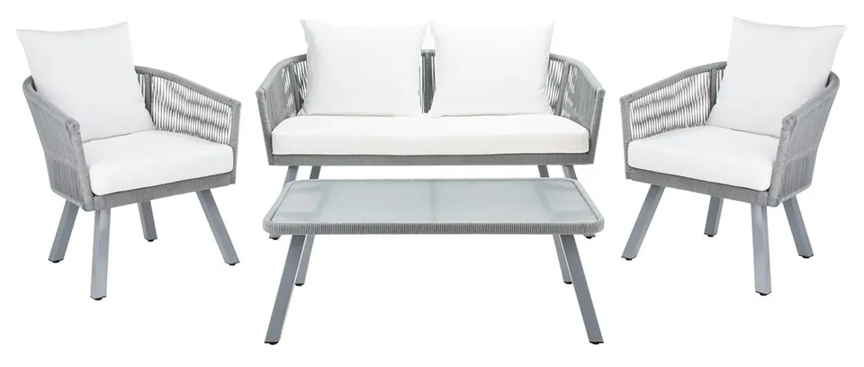 Belmi 4 Piece Rope Living Set - Gray/Beige