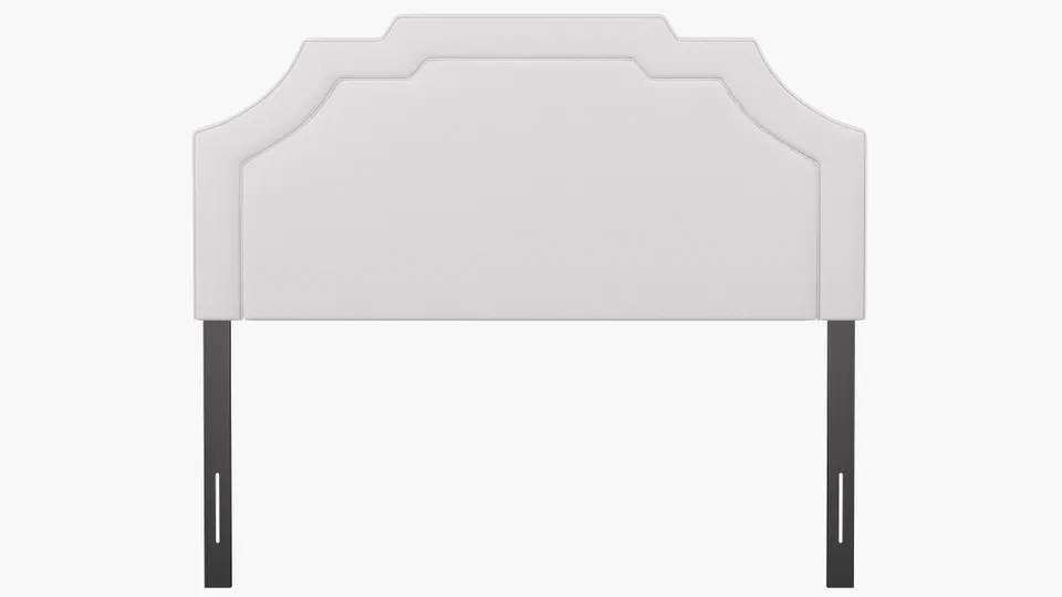 Art Deco Headboard, White Twill, Queen