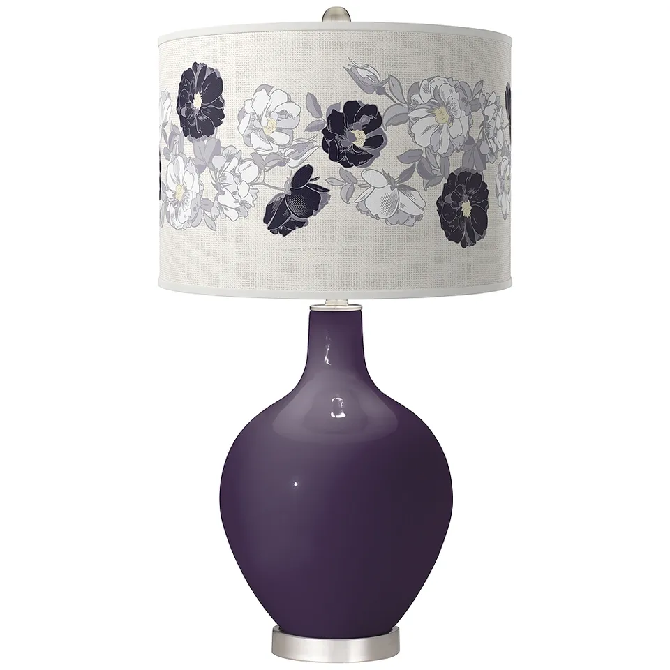Color Plus Ovo 28 1/2" Rose Bouquet Shade Quixotic Plum Table Lamp