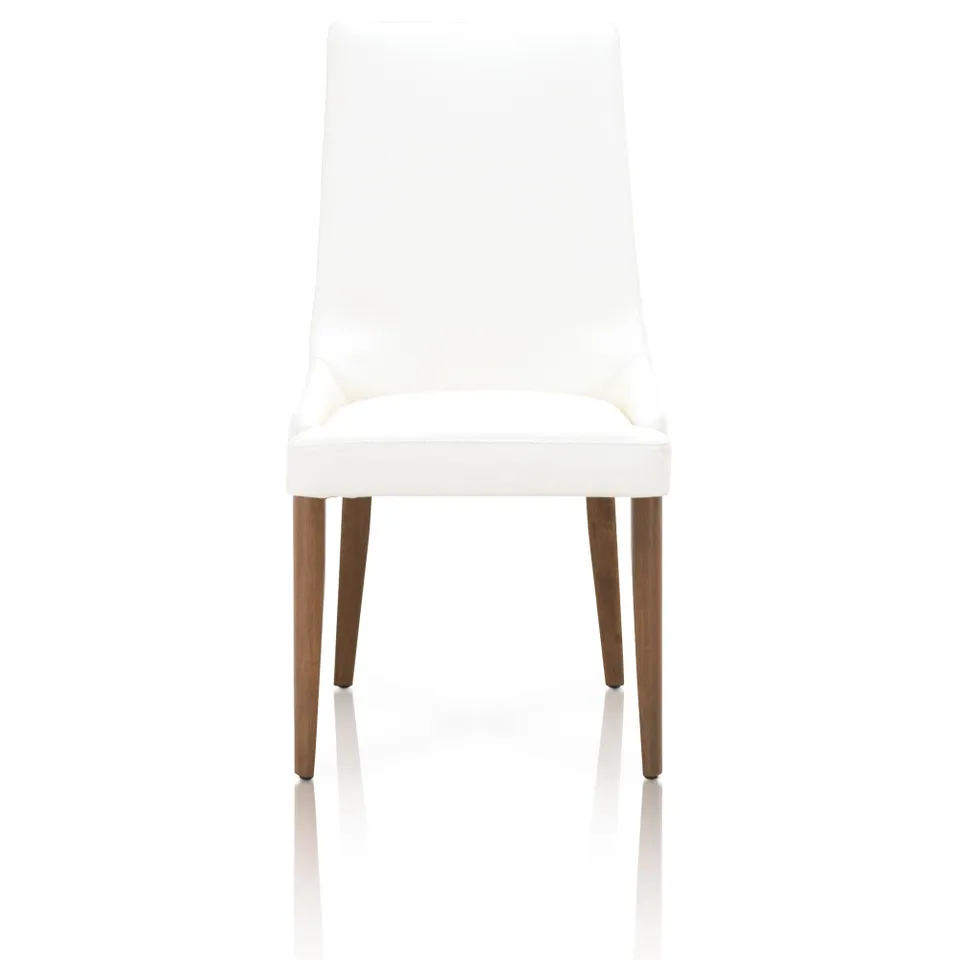 Aurora Dining Chair, Alabaster Leather, Walnut, Set of 2