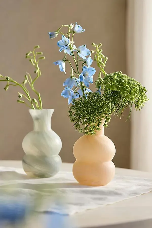 Milky Swirl Glass Bud Vase, Bubble