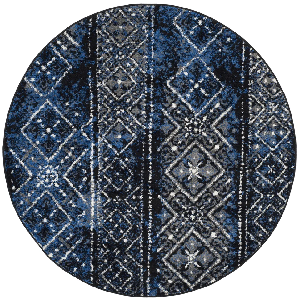 Arlo Home Woven Area Rug, ADR111A, Silver/Black,  4' X 4' Round