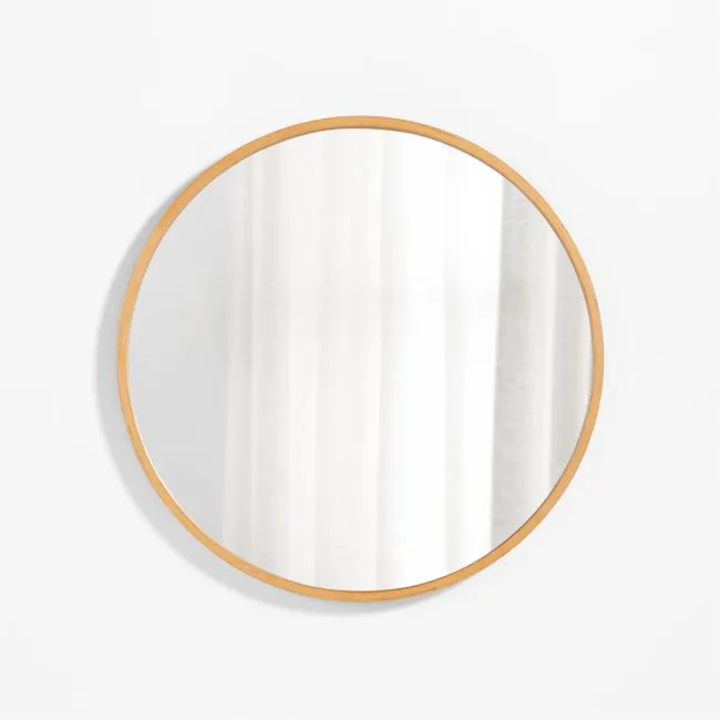 Finn Oak Wood 31" Round Wall Mirror