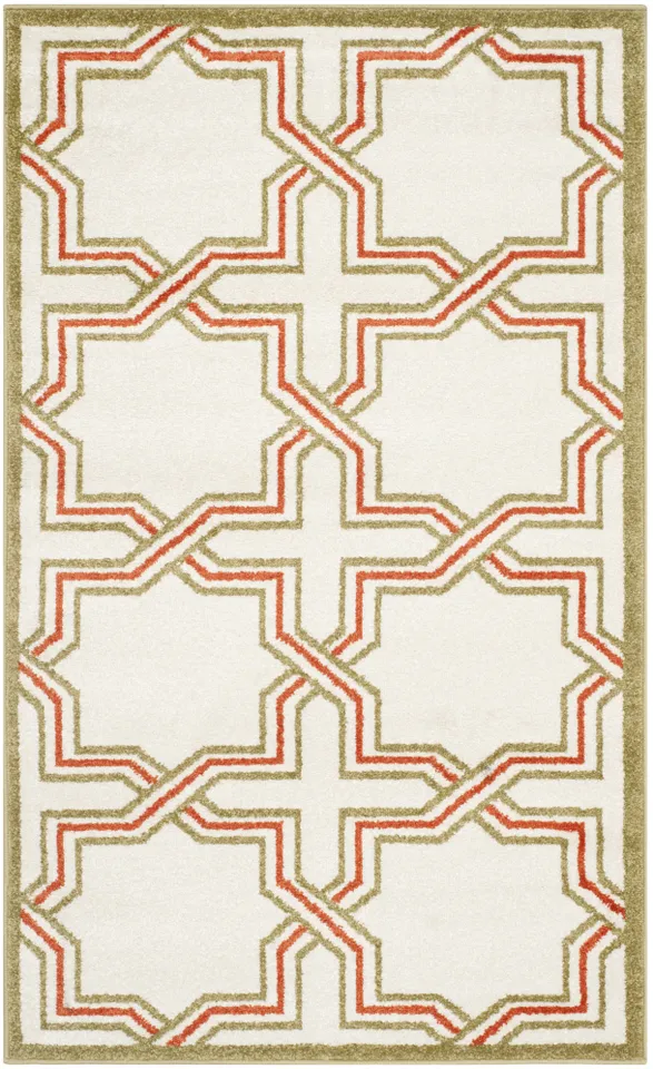 Arlo Home Indoor/Outdoor Woven Area Rug, AMT413A, Ivory/Light Green,  3' X 5'
