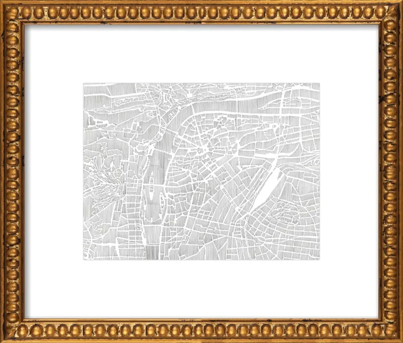 Prague Ink Map by Karen O'Leary for Artfully Walls