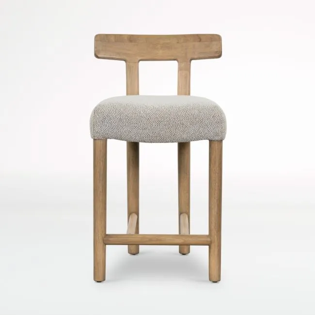 Ziady Brunswick Pebble Upholstered Wood Counter Stool