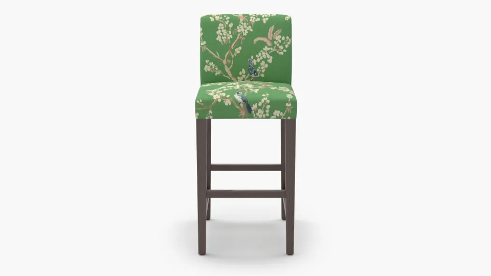 Signature Dining Bar Stool, Jade Cherry Blossom, Espresso Square Tapered Leg