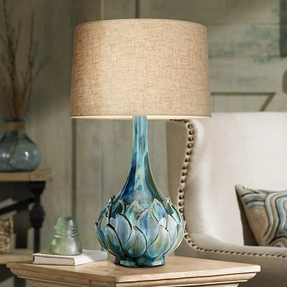 Possini Euro Kenya 29 1/2" Blue-Green Ceramic Lamp with Dimmer
