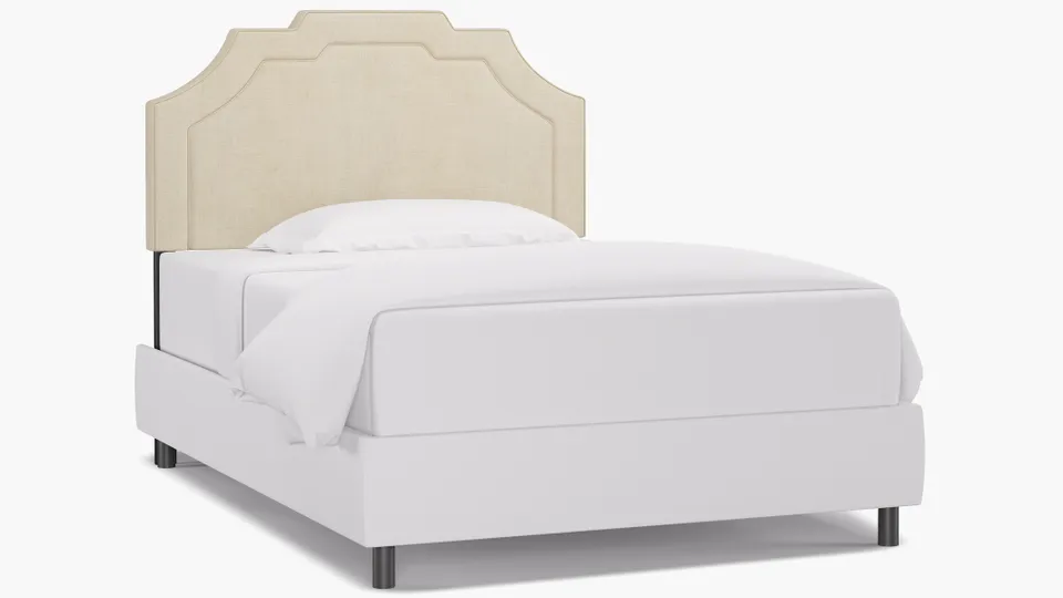 Art Deco Headboard, Talc Everyday Linen, Full