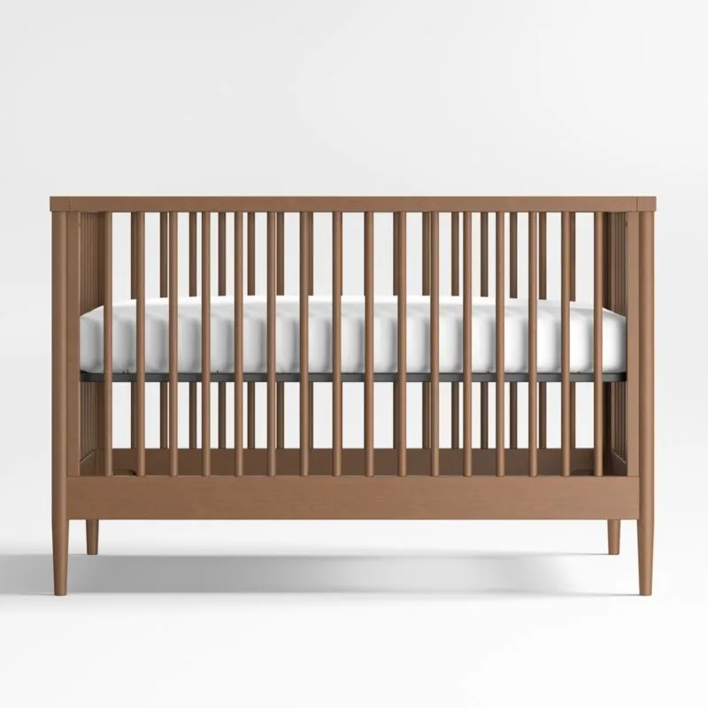 Hampshire Natural Brown Wood Convertible Baby Crib with Toddler Bed Rail