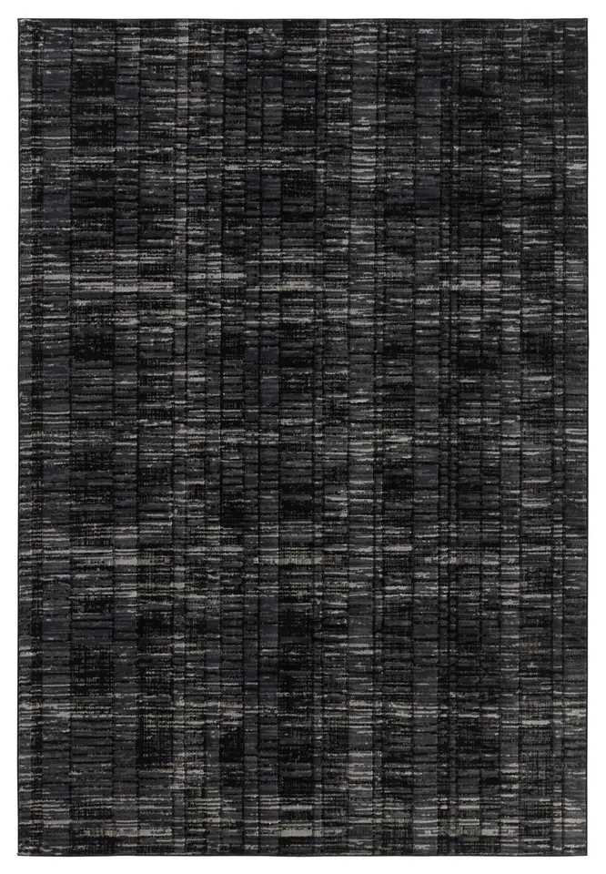 Carbon Geometric Gray/ Black Area Rug (6'7"X9'6")