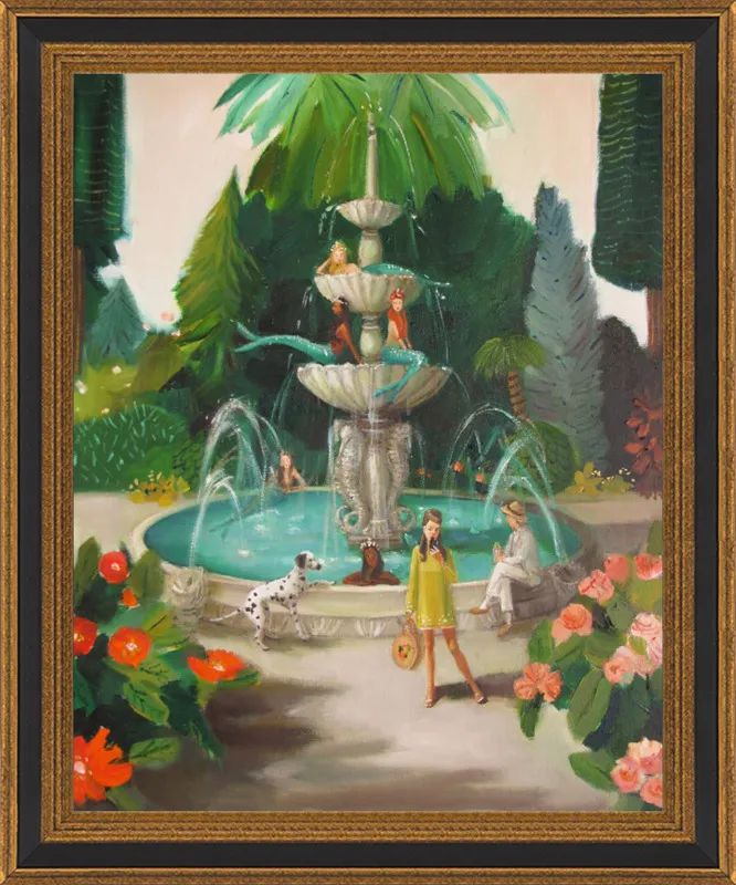 Selfie At The Mermaid Public Fountain by Janet Hill for Artfully Walls