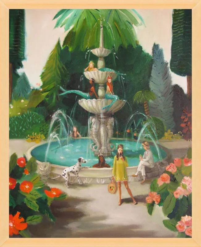 Selfie At The Mermaid Public Fountain by Janet Hill for Artfully Walls