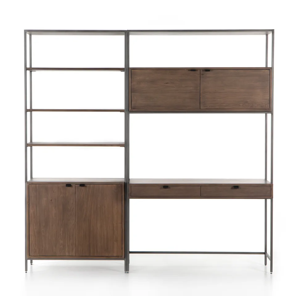 Trey Modular Wall-Bookcase-Desk-Auburn