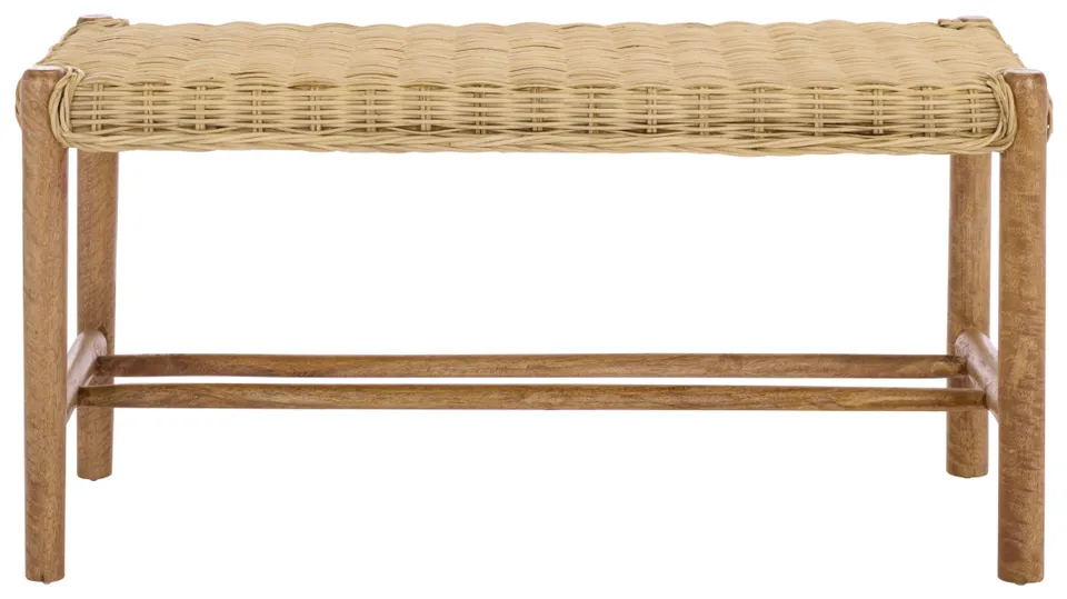 Enrique Bench With Rattan Weaving - Natural