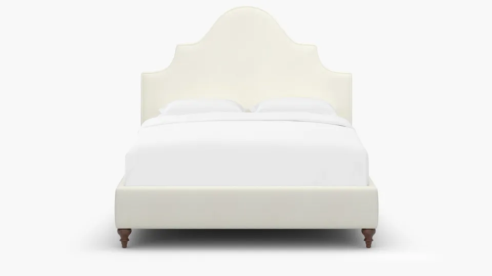 Statement Bed, Sheepskin, Walnut Traditional Turned Leg, Queen