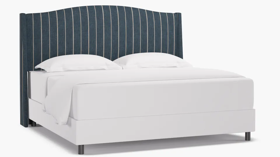 Classic Wingback Headboard, Indigo Fritz, King