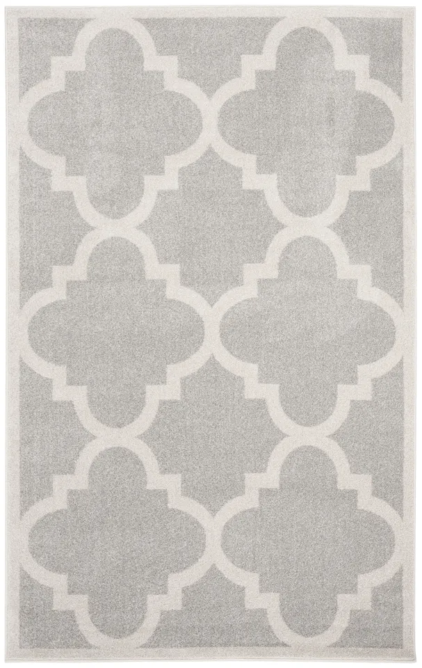 Arlo Home Indoor/Outdoor Woven Area Rug, AMT423B, Light Grey/Beige,  5' X 8'