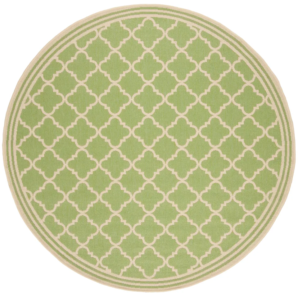 Arlo Home Indoor/Outdoor Woven Area Rug, LND121X, Olive/Cream,  6' 7" X 6' 7" Round