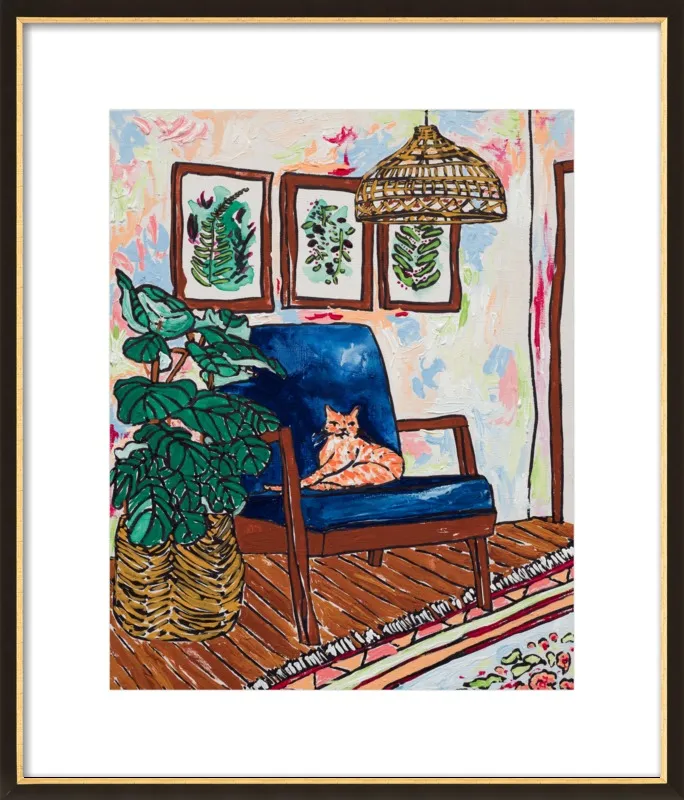 Ginger Cat in Mid Century Chair by Lara Lee Meintjes for Artfully Walls