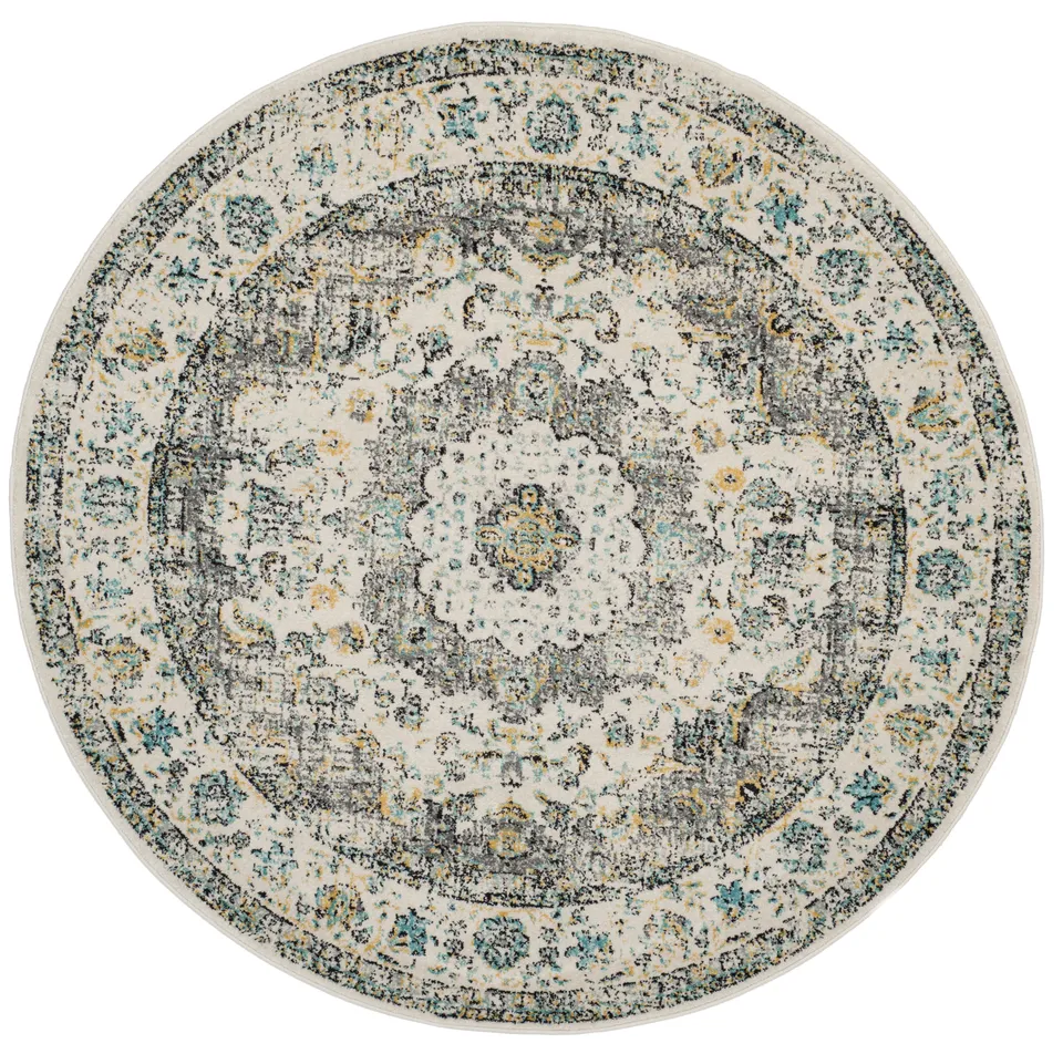 Arlo Home Woven Area Rug, EVK220B, Grey/Gold,  6' 7" X 6' 7" Round