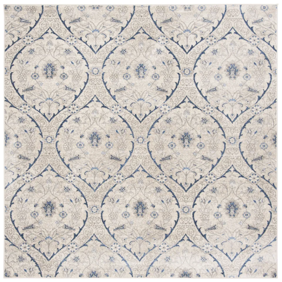 Arlo Home Woven Area Rug, BNT860G, Light Grey/Blue,  6' 7" X 6' 7" Square