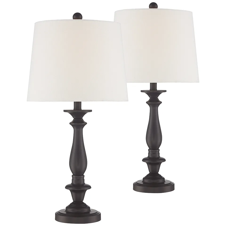 Regency Hill Percy 26" Dark Bronze Metal Table Lamps Set of 2
