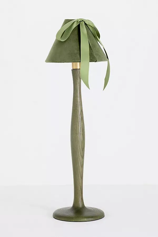 Bosette Bow Velvet and Wood Table Lamp