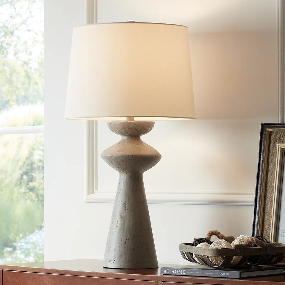 Possini Euro Claire 30" White and Grey Sculptural Modern Table Lamp