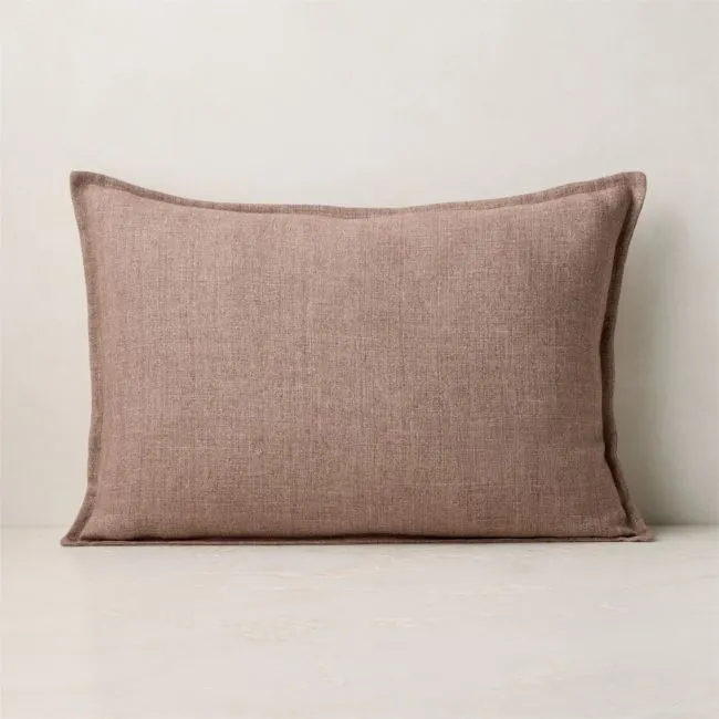 Callas Smoked Lavender Linen Throw Pillow with Feather-Down Insert 22"x15"