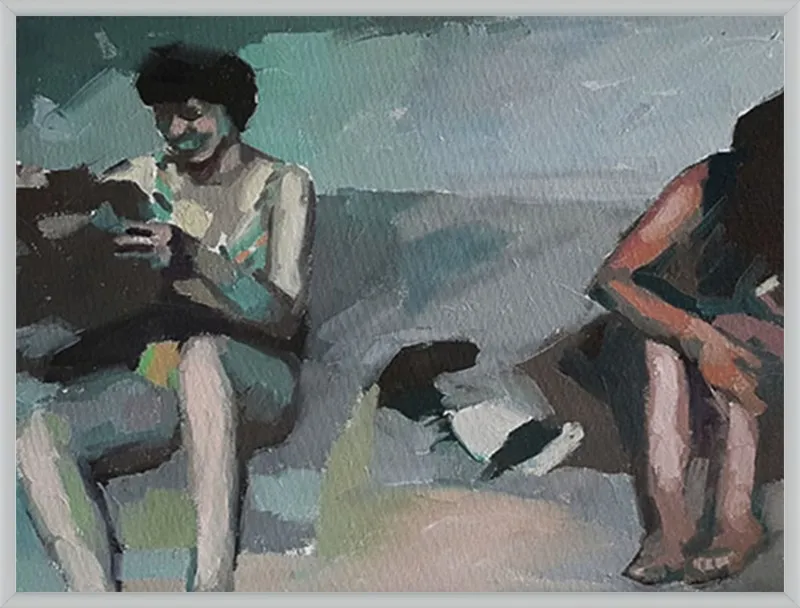 Girls at the beach by Mary Sinner for Artfully Walls
