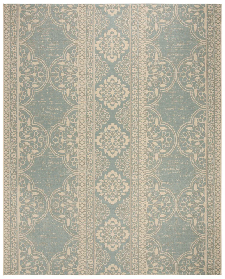 Arlo Home Indoor/Outdoor Woven Area Rug, LND174L, Cream/Aqua,  8' X 10'