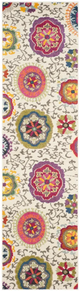 Arlo Home Woven Area Rug, MNC233A, Ivory/Multi,  2' 2" X 12'