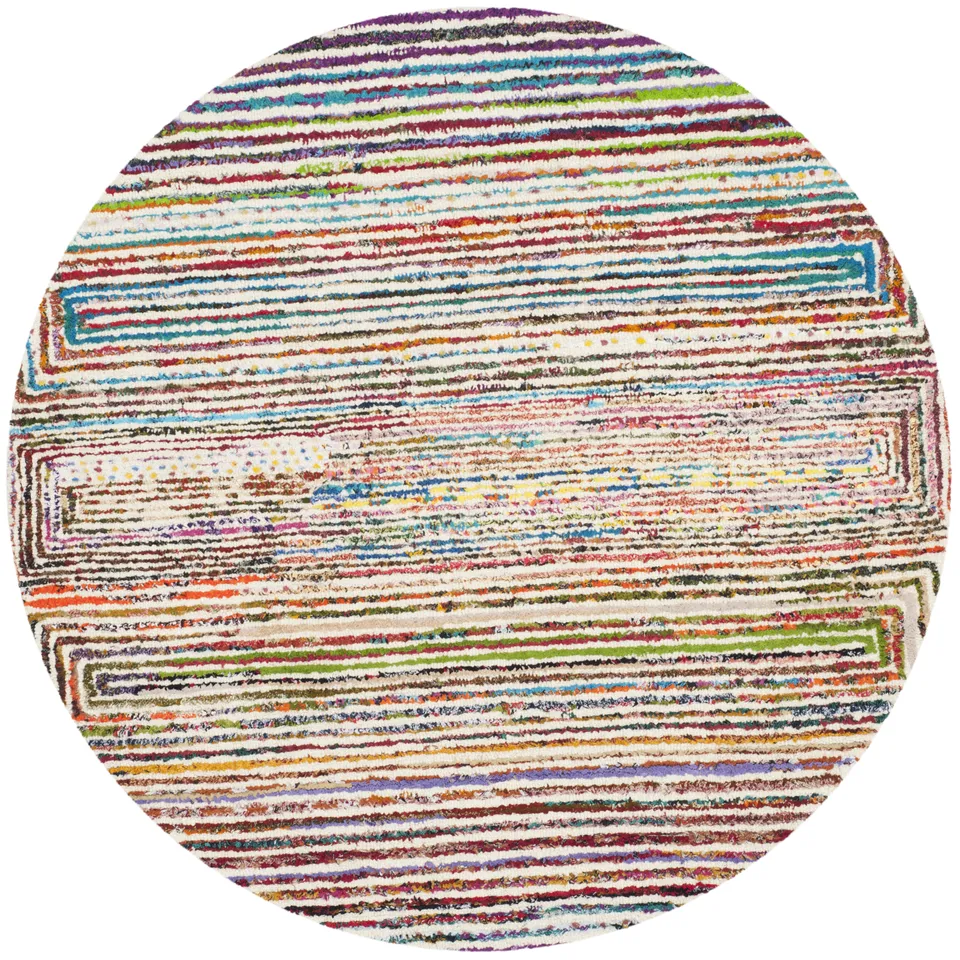 Arlo Home Hand Tufted Area Rug, NAN604A, Ivory,  4' X 4' Round