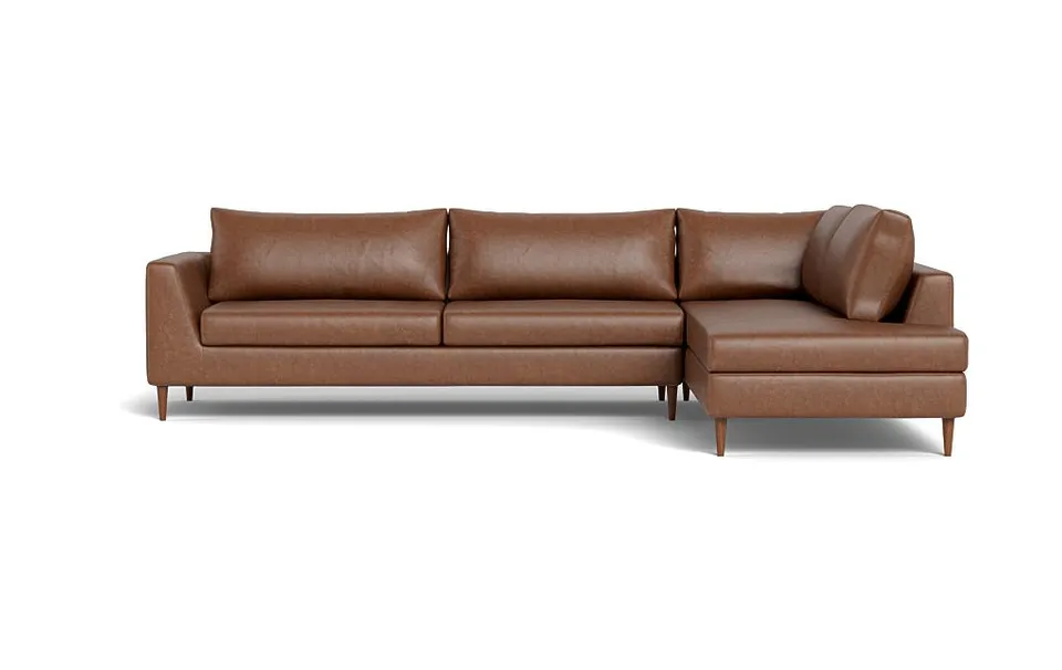 Asher Leather 3-Seat Sectional with Right Bumper