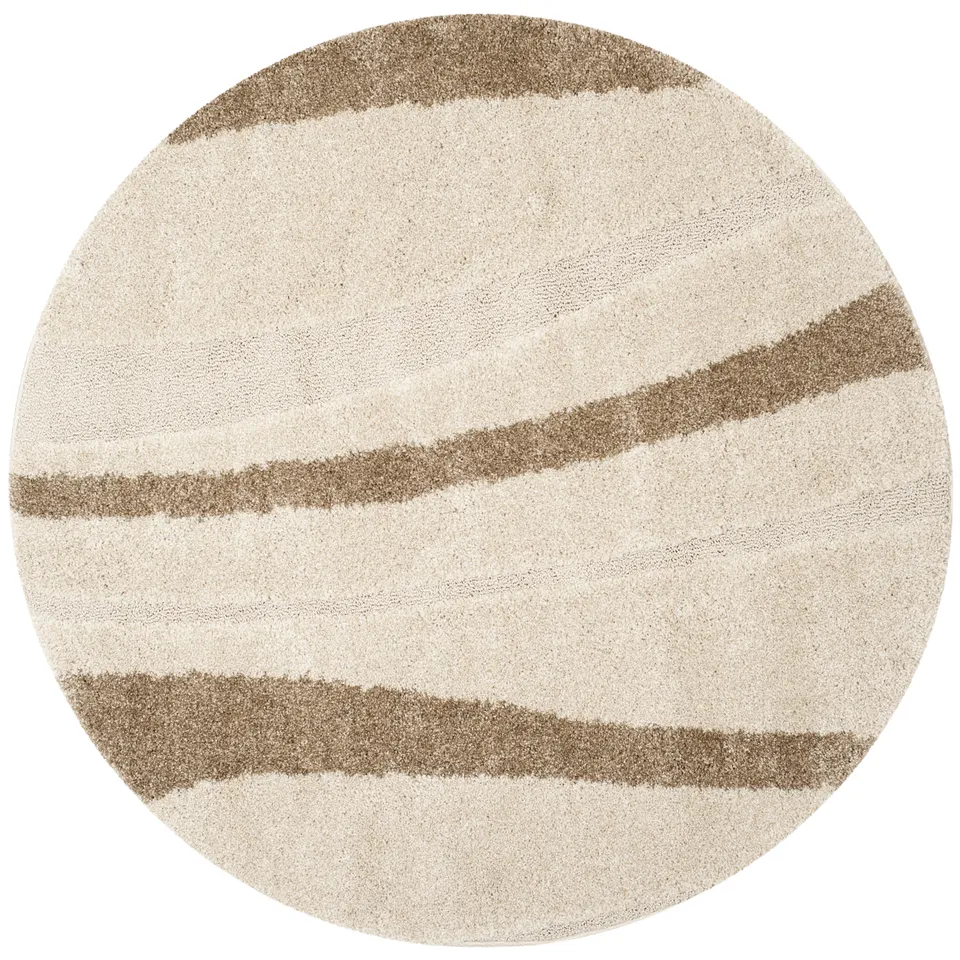 Arlo Home Woven Area Rug, SG451-1128, Cream/Dark Brown,  4' X 4' Round