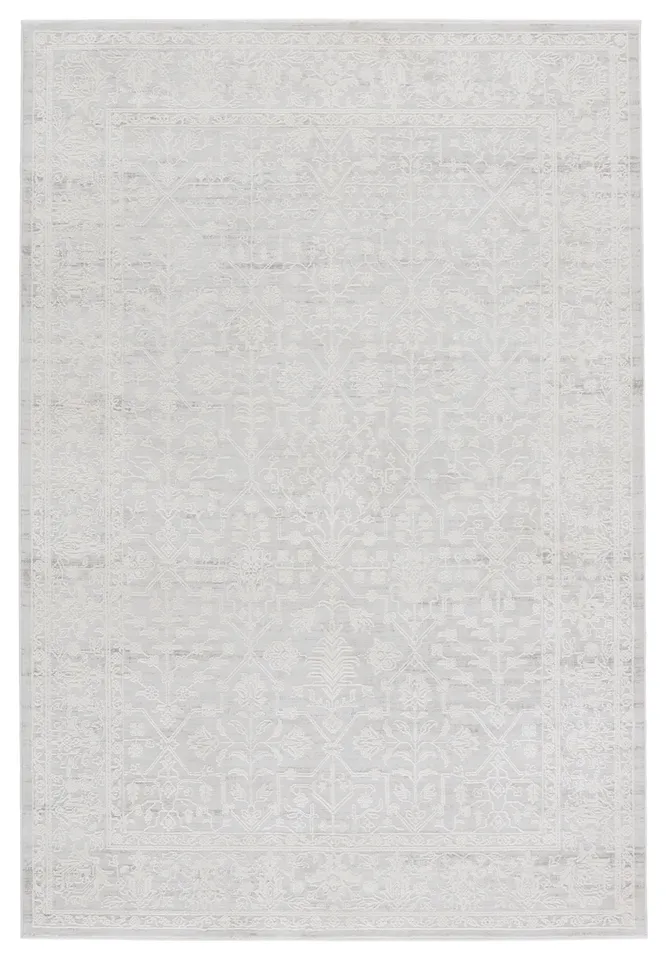 Riella Floral Light Gray/ Cream Area Rug (10'2"X14')