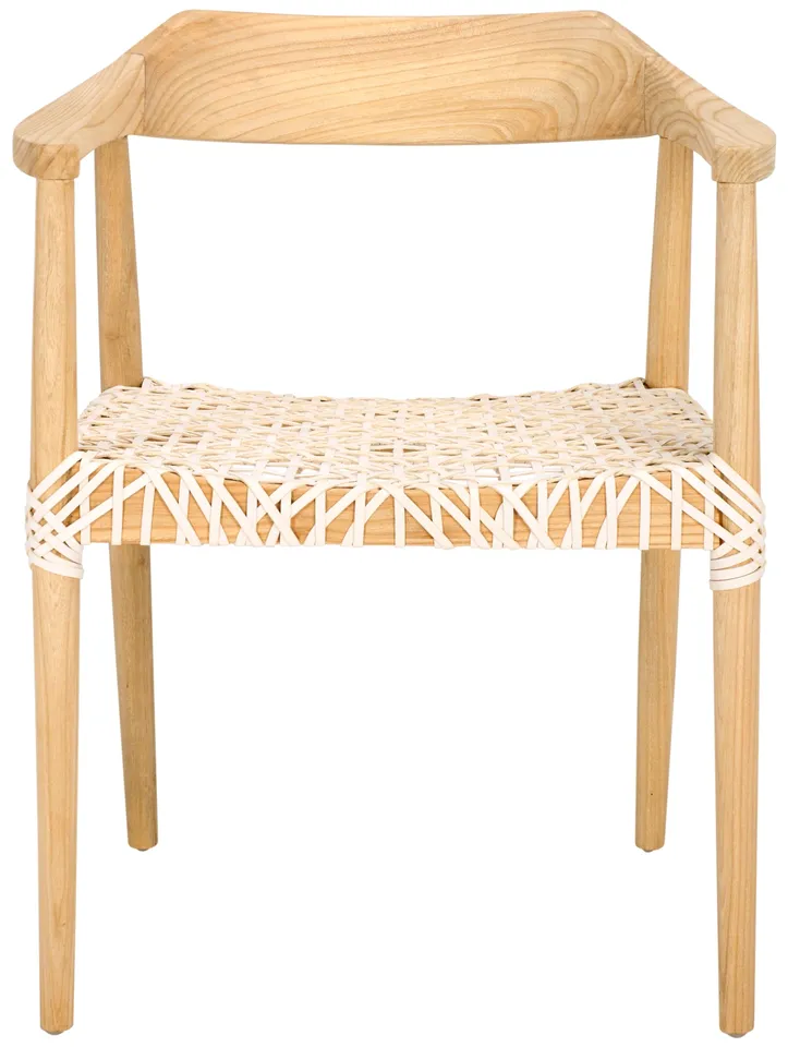 Munro Lther Woven Accent Chair - Natural / White - Safavieh