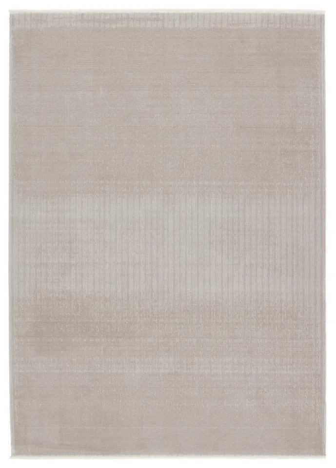 Alva Solid Taupe/ Light Gray Runner Rug (2'6"X8')