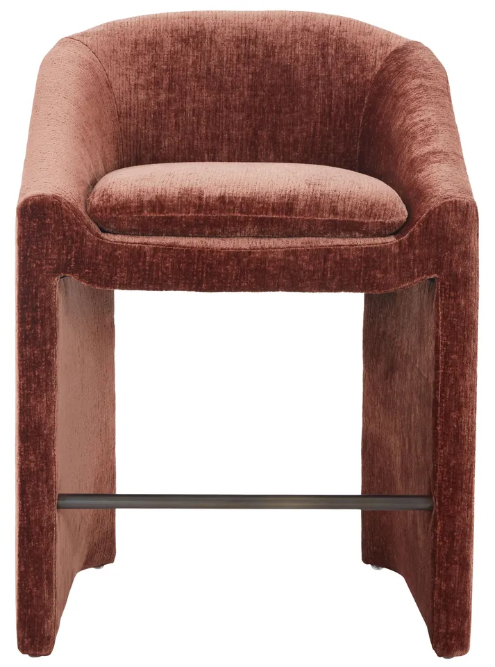 Safavieh Couture Kagan Chenille Counter Stool, Ochre