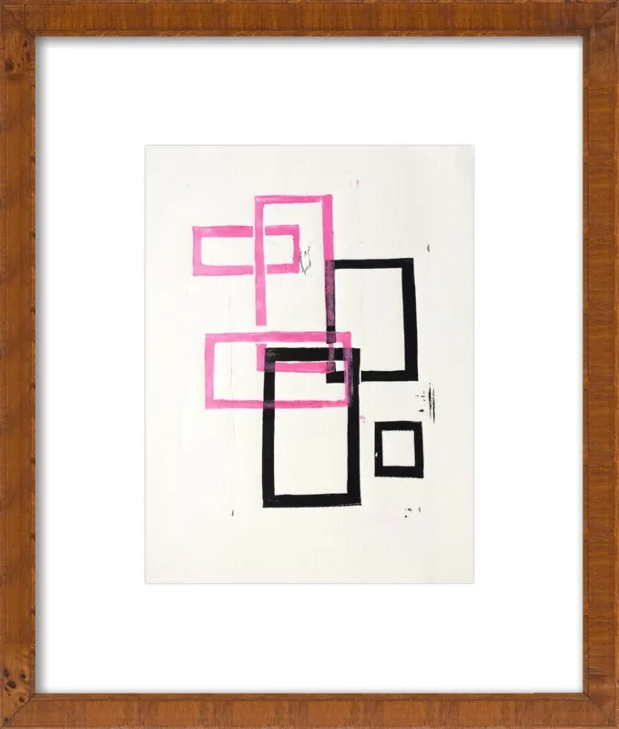 Pink and Black Geometric Squares x2 by Stacy Rajab for Artfully Walls