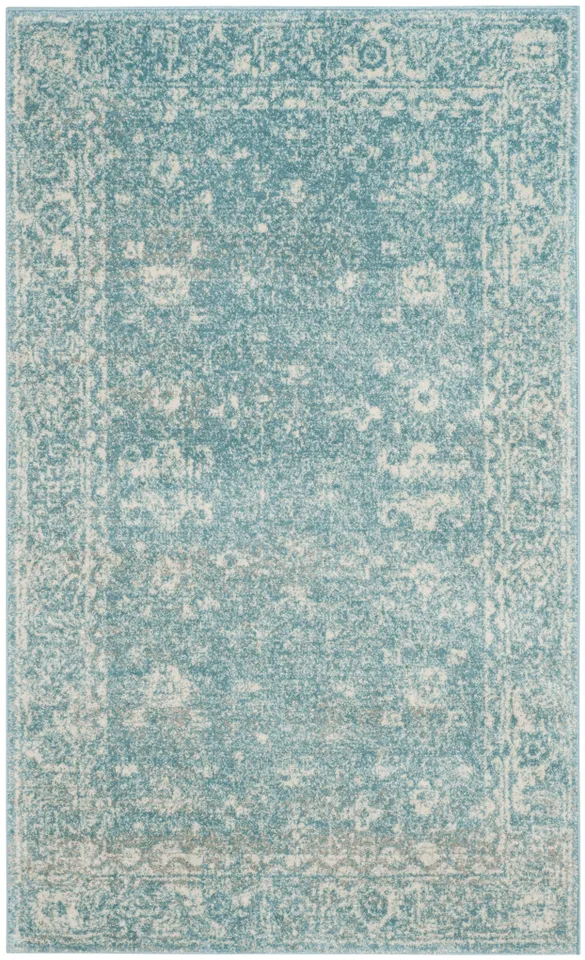 Arlo Home Woven Area Rug, EVK270D, Light Blue/Ivory,  2' 2" X 5'