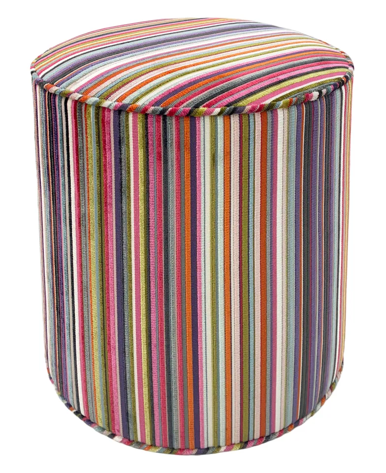 THE TIGHT ROUND OTTOMAN :: SOHO CUT VELVET  // MULTI - SWATCH 4" X 4"