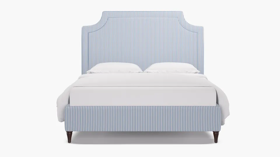 Deco Bed, Cornflower Classic Ticking Stripe, Espresso Decorative Tapered Leg, Full