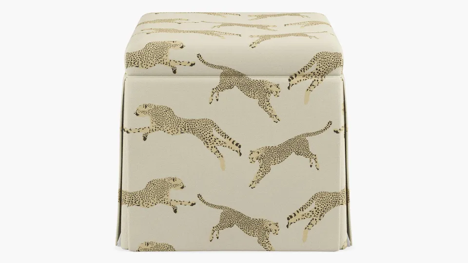 Skirted Storage Ottoman, Desert Cheetah