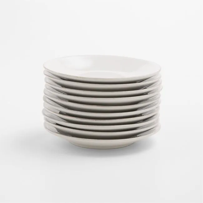 Marin White Round Stoneware Appetizer Plates, Set of 10