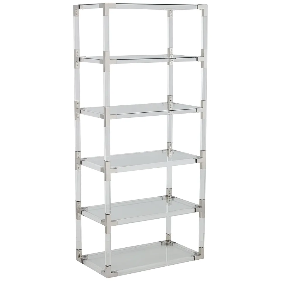 Hanna 70 3/4" Clear Acrylic and Chrome 6-Shelf Open Bookcase